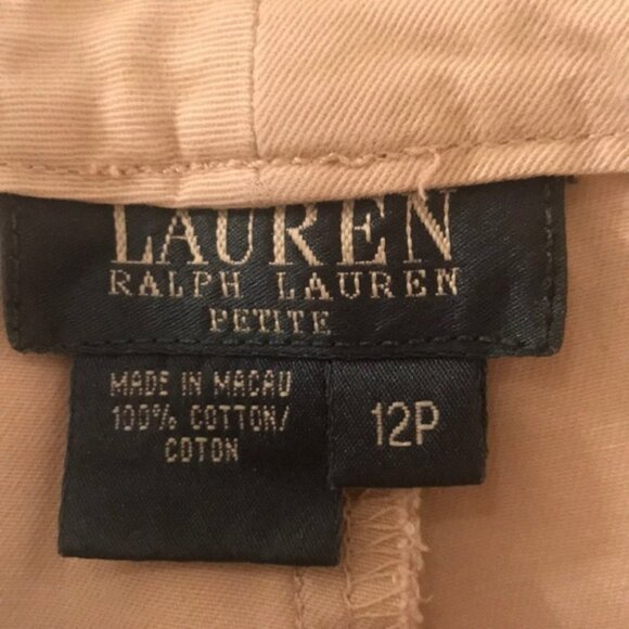 🤎 Vintage Lauren Ralph Lauren Women’s Beige High-Waisted Cotton Pants | Size 12 - Picture 8 of 8
